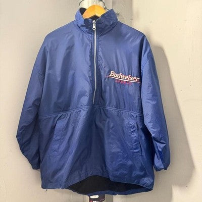 Vintage Budweiser Sports Reversible Fleece Windbreaker Jacket - Image 1