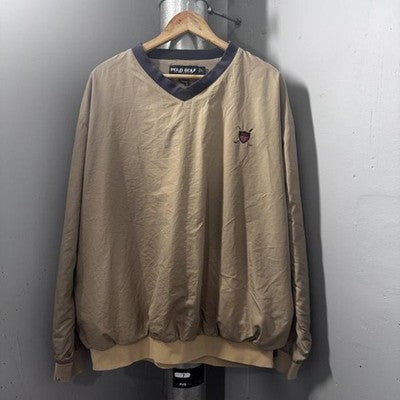 Vintage Polo Golf Ralph Lauren V-Neck Windbreaker Pullover Tan Size L - Image 1