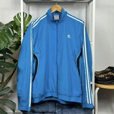 Vintage Adidas Y2K Blue Track Jacket With White Three Stripes Size M - Image 1