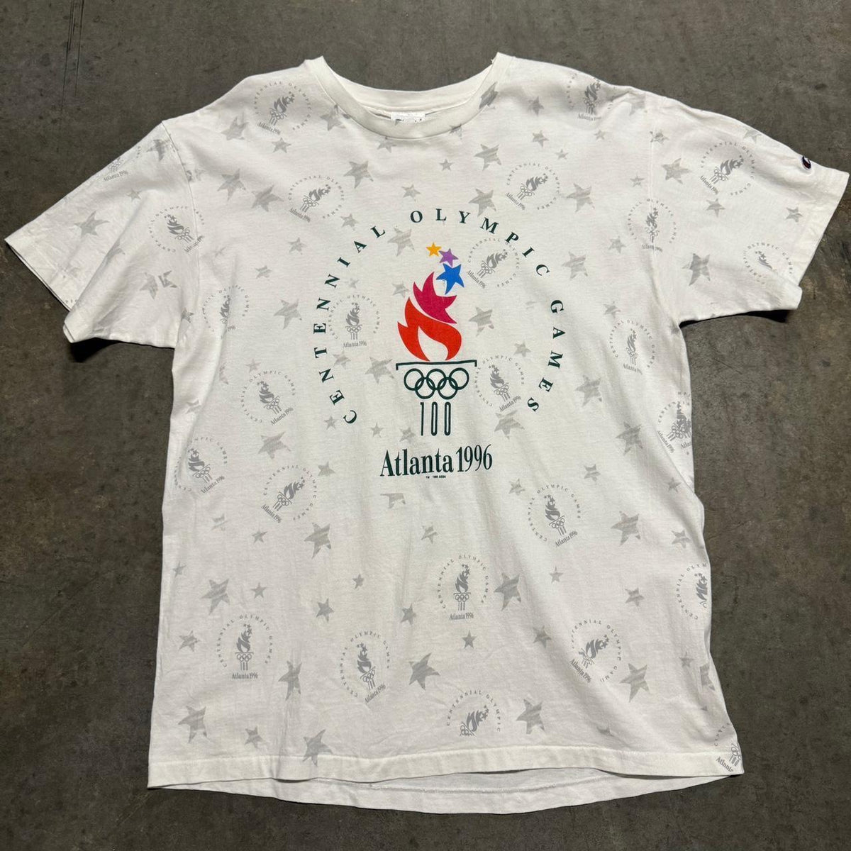 Vintage 1996 Atlanta Olympic Games All-Over Print T-Shirt - XL - Image 1