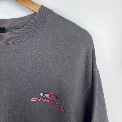 Vintage O'Neill 90s Hibiscus Logo Crewneck Sweatshirt Grey Size L - Image 2