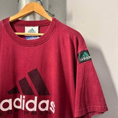 Vintage 90s Adidas Equipment EQT Maroon T-Shirt Men's XL - Image 2