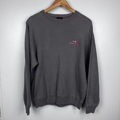 Vintage O'Neill 90s Hibiscus Logo Crewneck Sweatshirt Grey Size L - Image 3