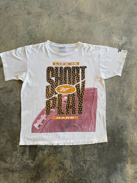 Vintage Reebok 'Life Is Short, Play Hard' T-Shirt – L